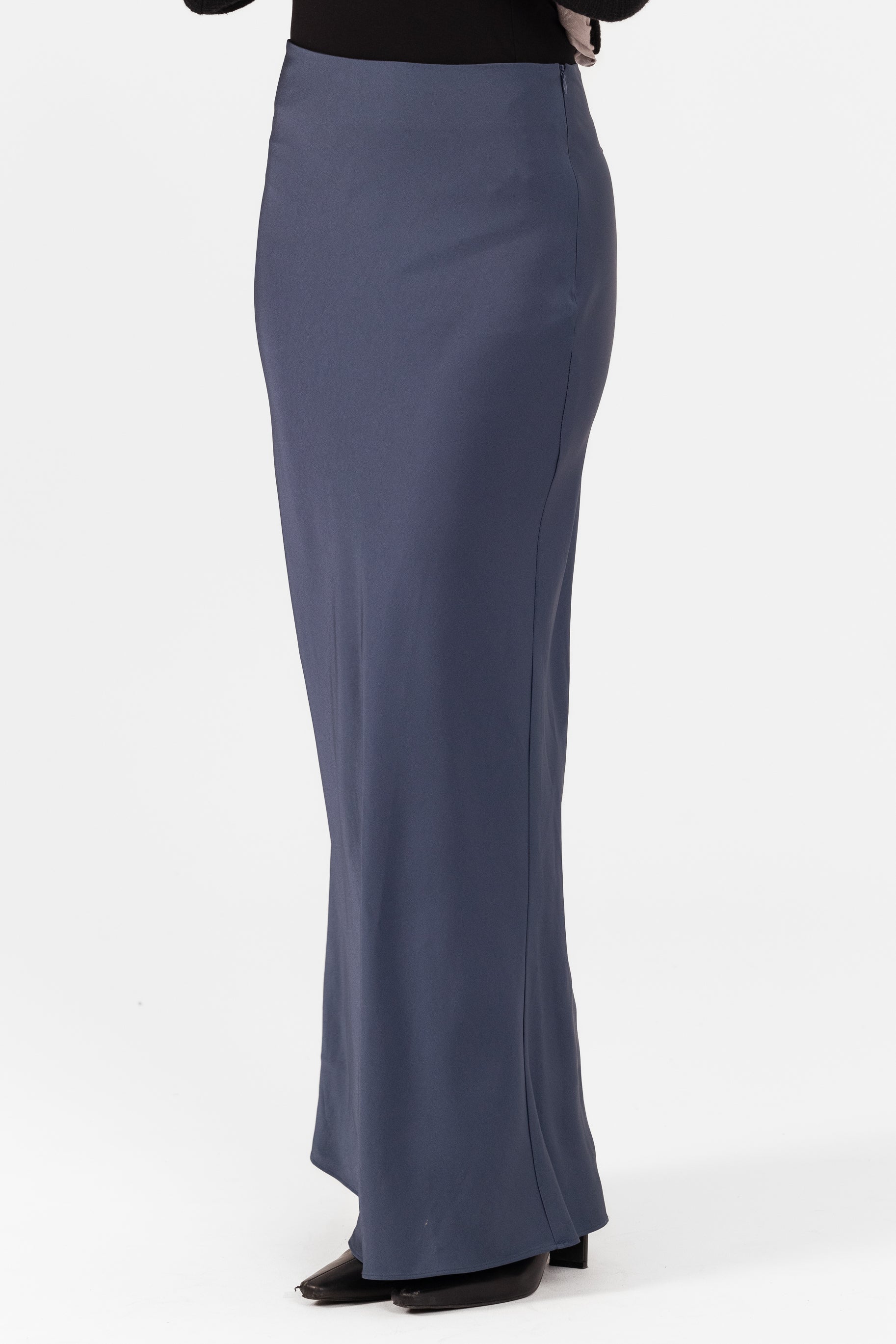 Satin Slip Skirt - Petrol Blue