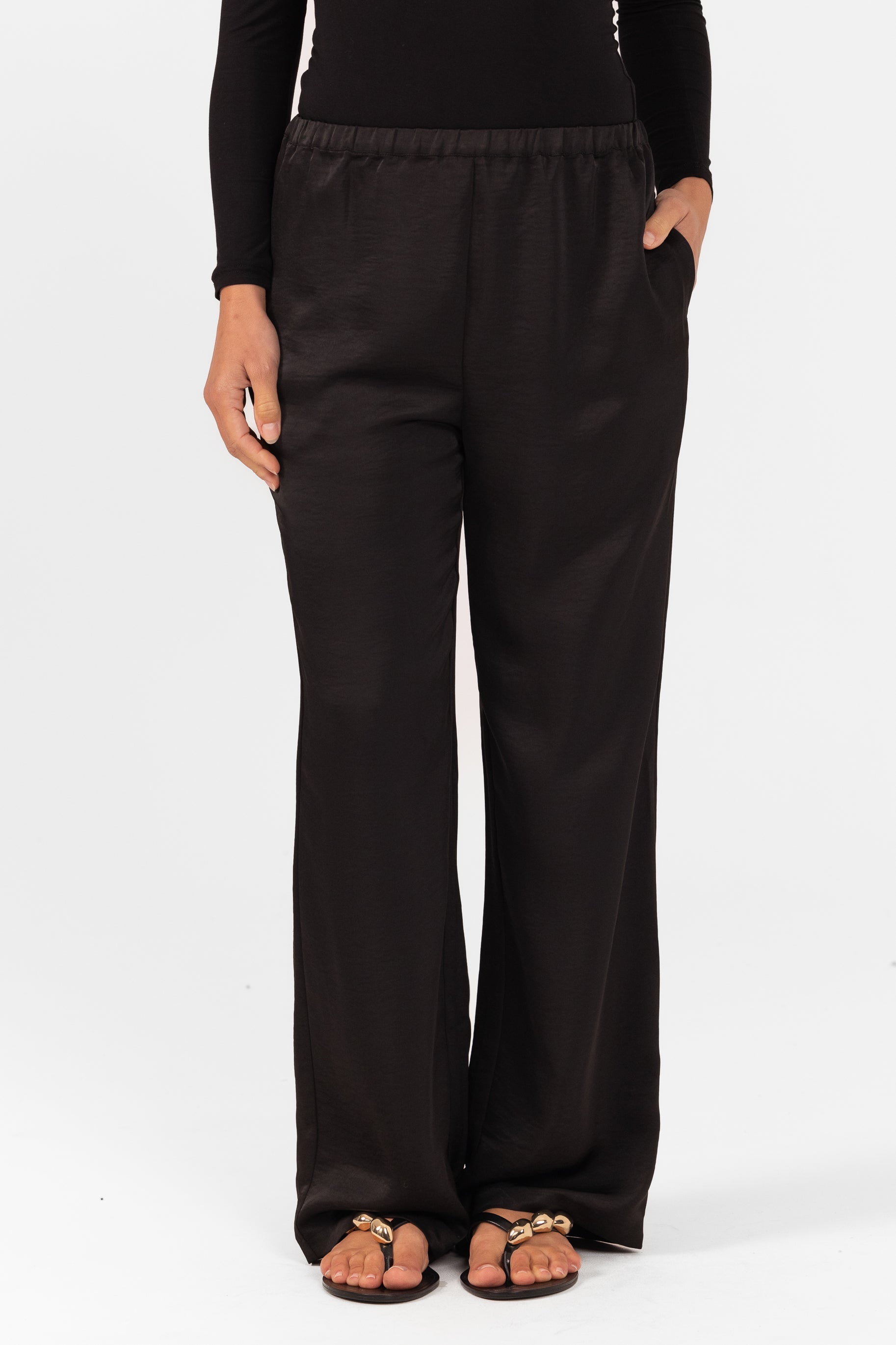 Saylor Satin Pants -  Black