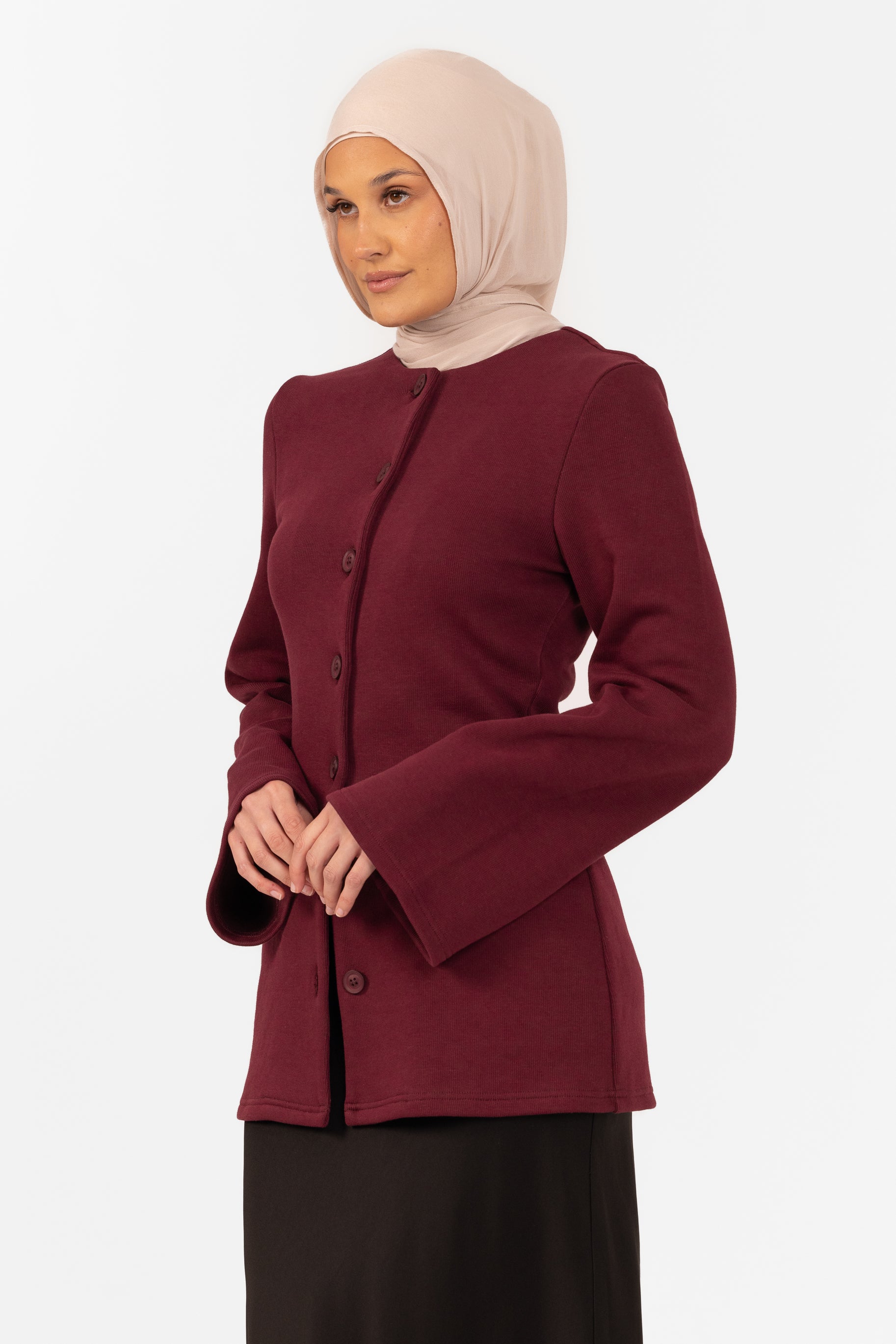 Nevene Knit Cardigan - Berry