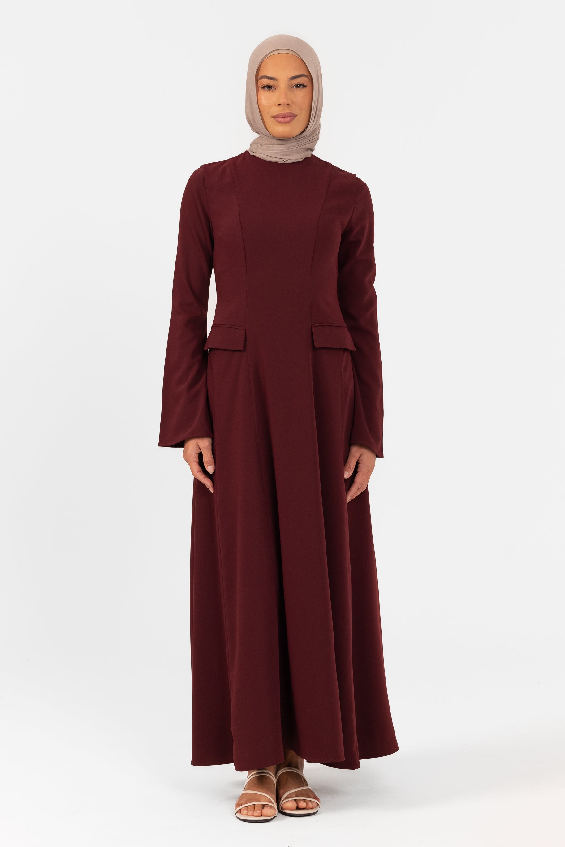 Cara Crepe Tailored Dress - Deep Cherry