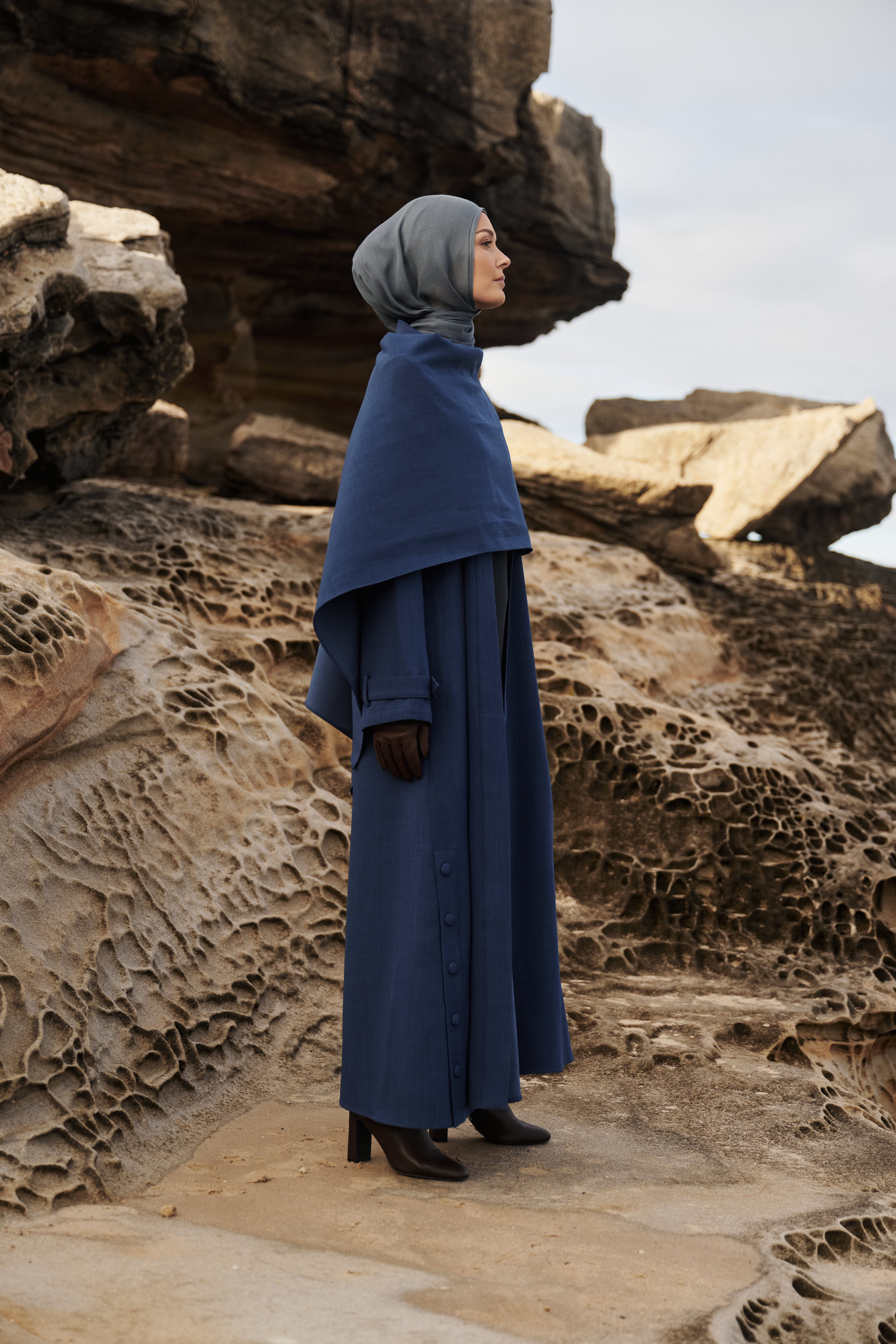 Estella Coat Abaya - Blueberry