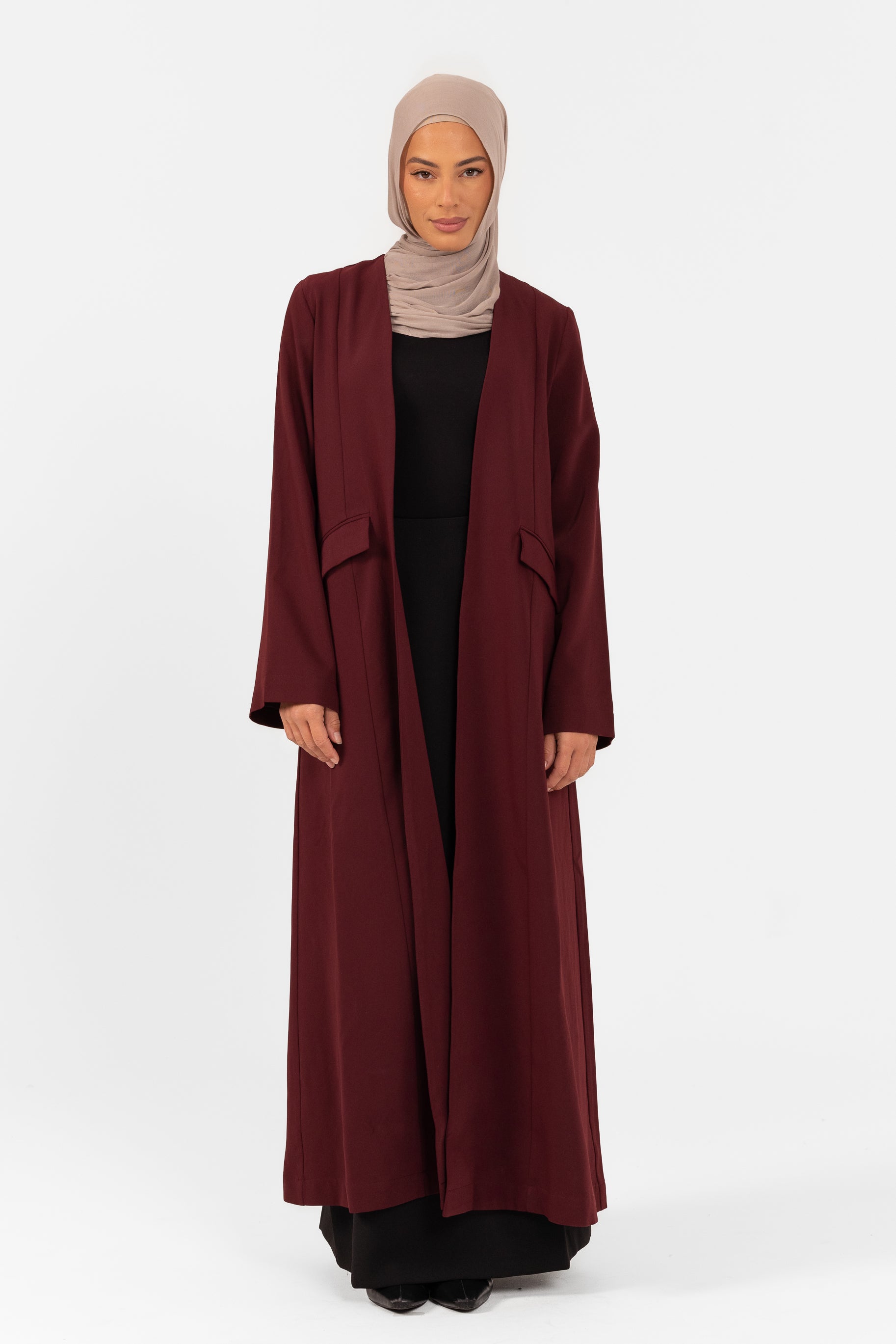 Tahira Open Abaya - Cherry