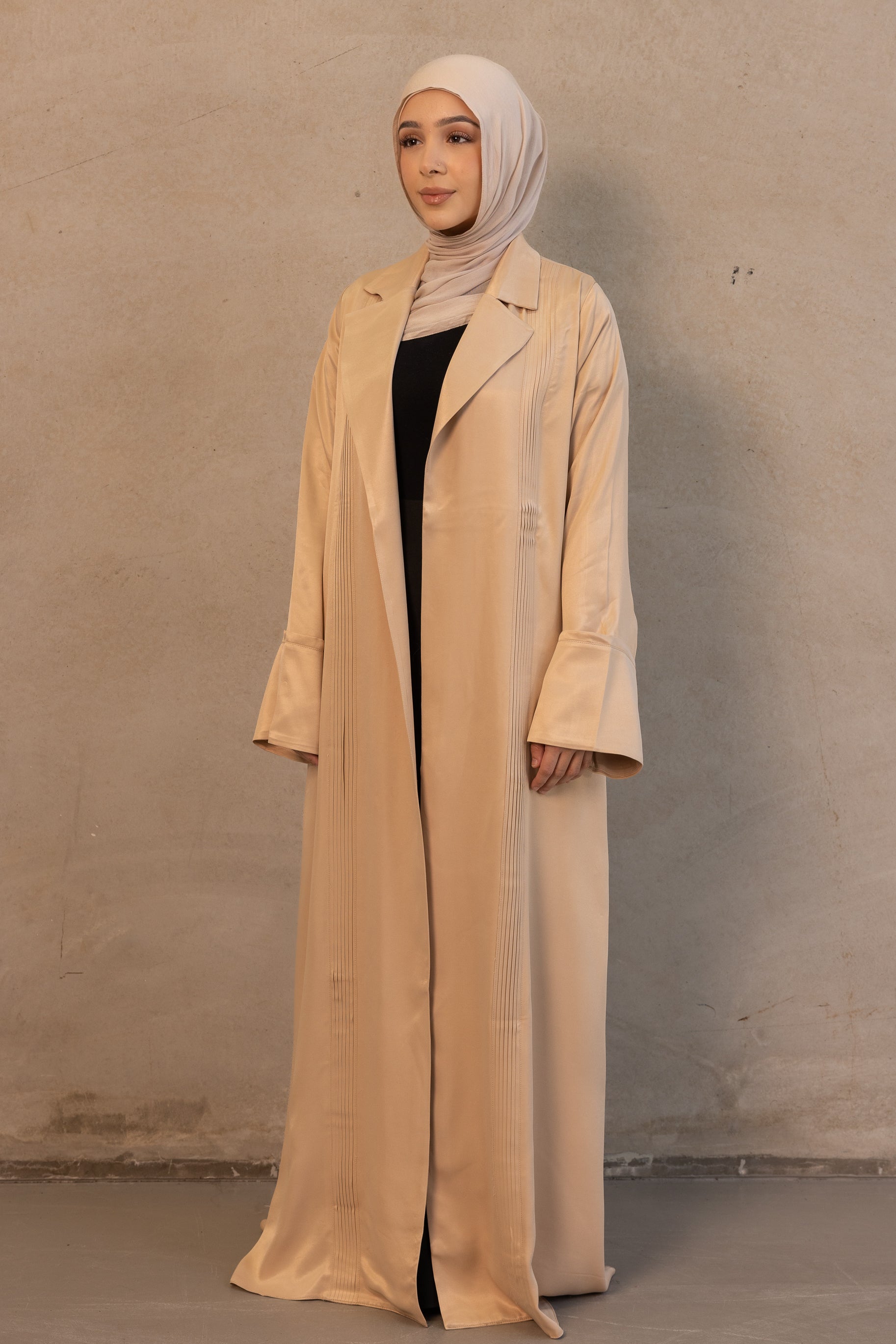 Sasha Satin Open Abaya - Taupe