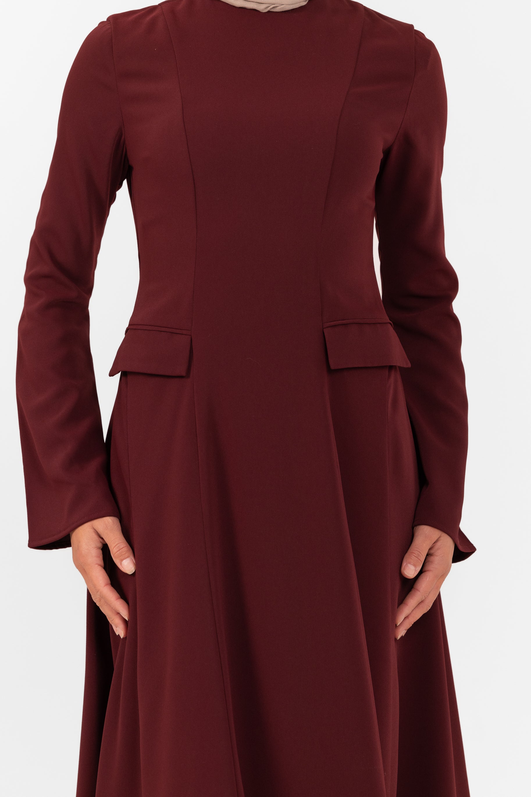 Cara Crepe Tailored Dress - Deep Cherry