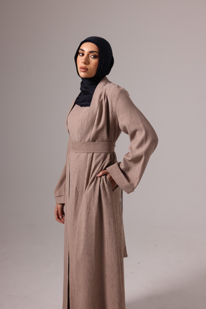 Leen Open Abaya Set - Cedar