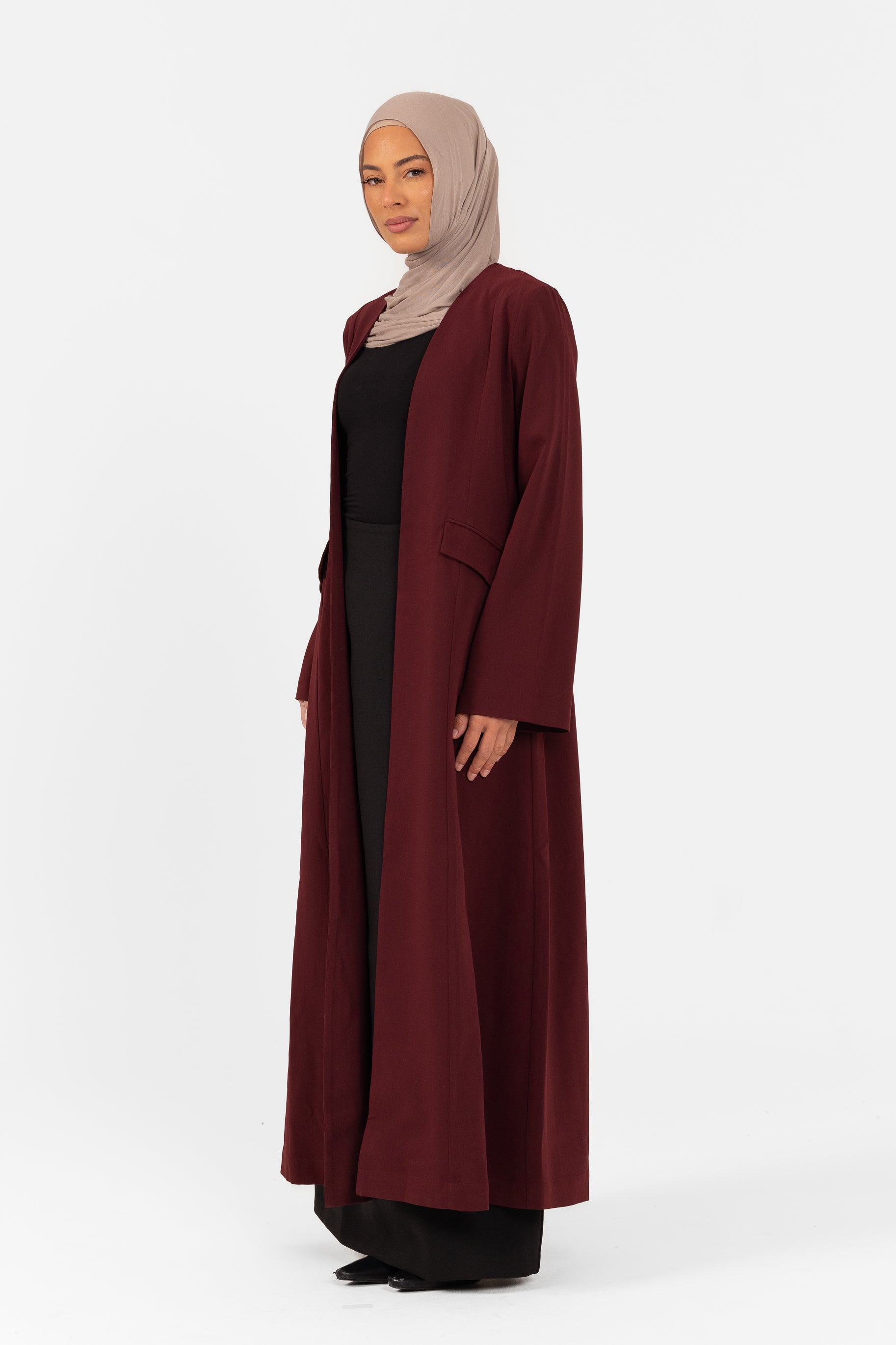Tahira Open Abaya - Cherry