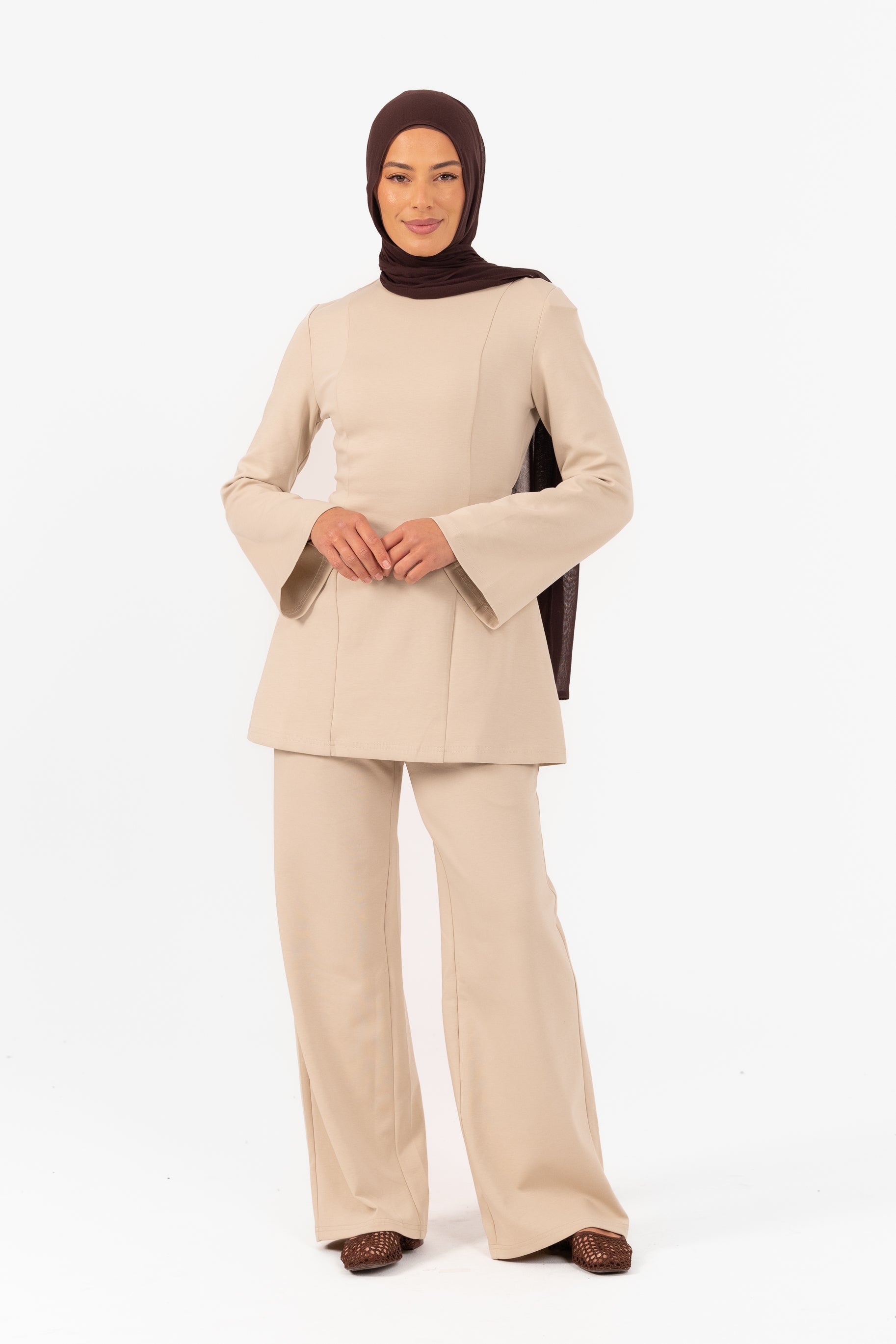 Cotton Contour Top - Light Taupe