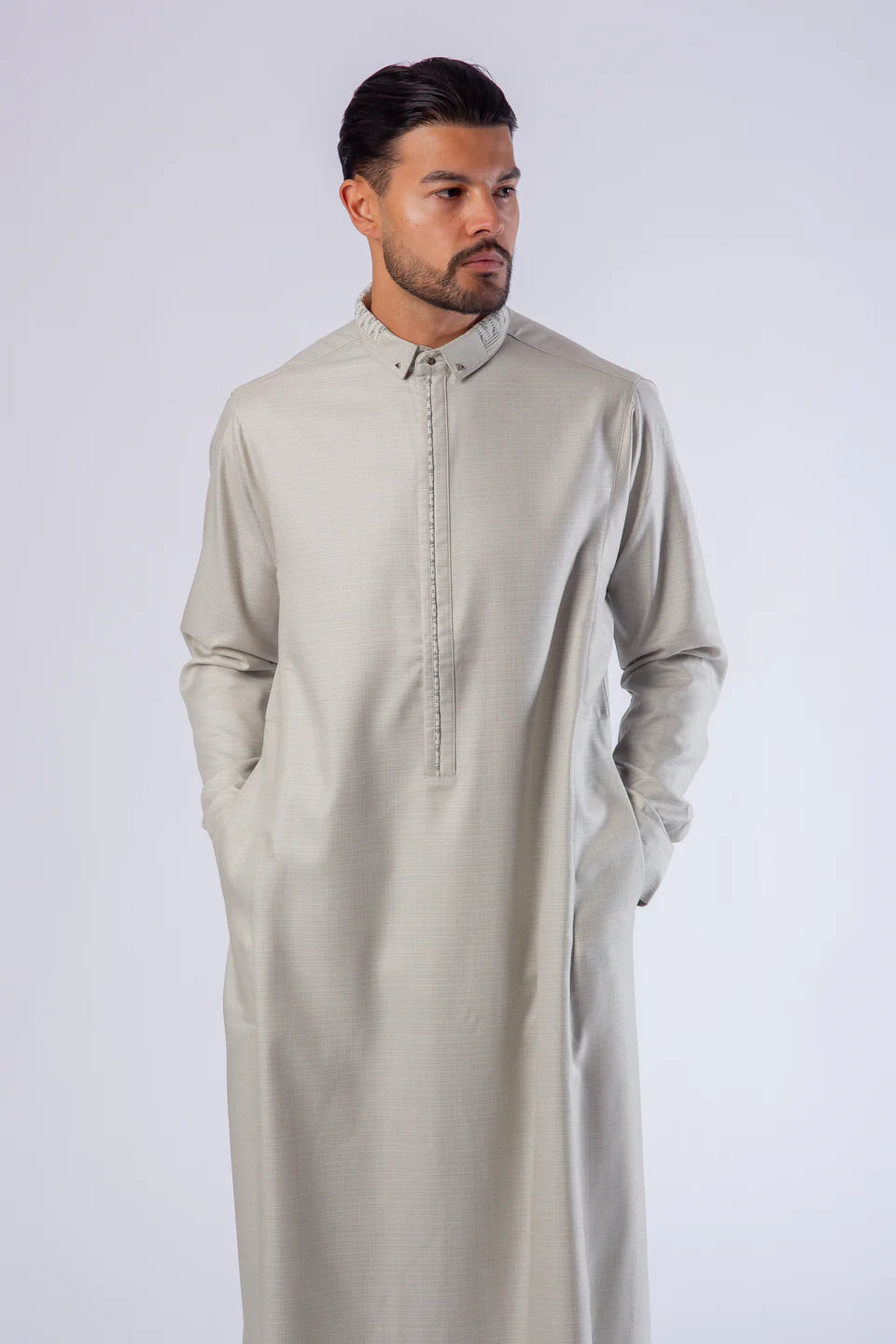 Men's Lawung Thobe- Neutral Grey