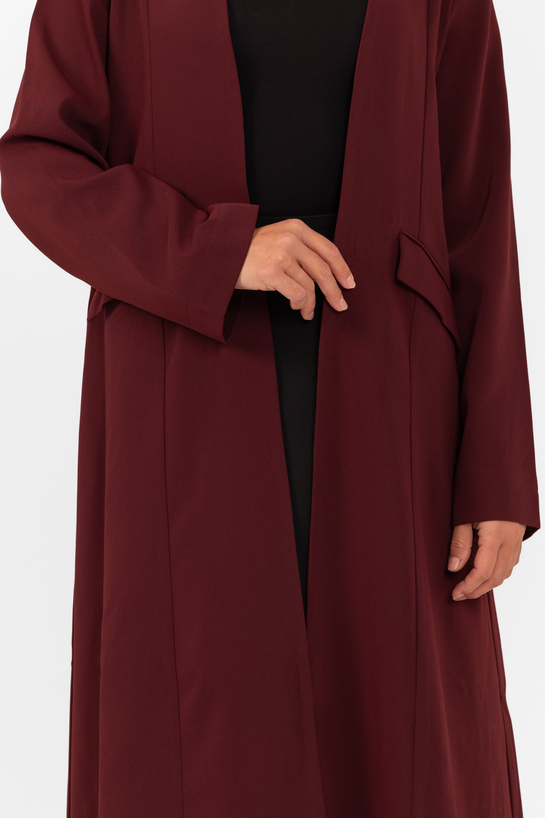 Tahira Open Abaya - Cherry