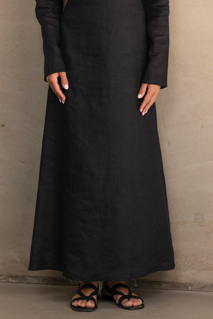 Dune Linen Dress - Black