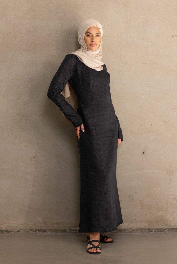 Dune Linen Dress - Black