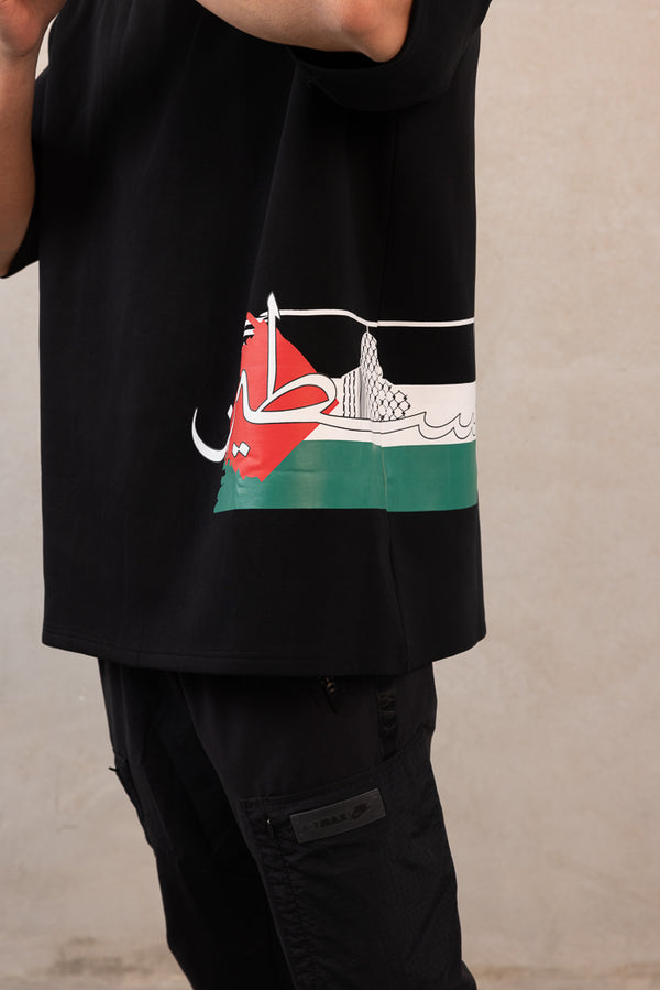 Boy's Palestine Flag T-shirt - Black