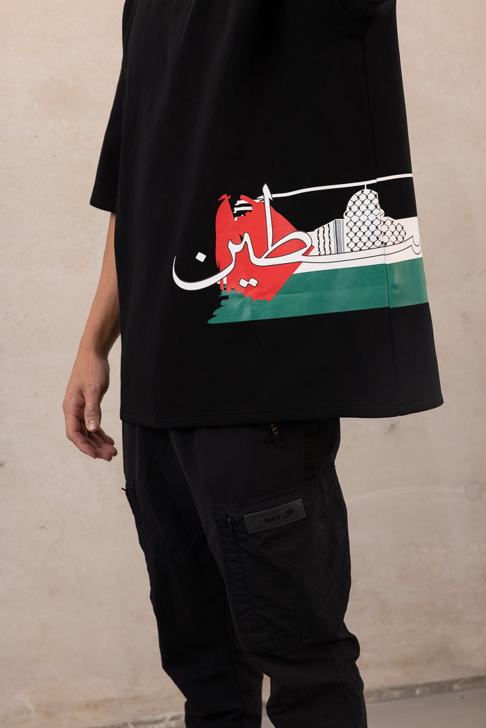 Boy's Palestine Flag T-shirt - Black