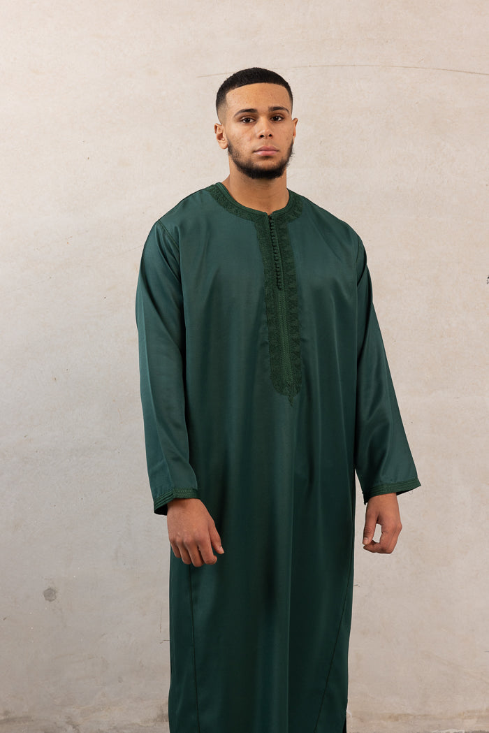 Moroccan Long Sleeve Thobe - Emerald