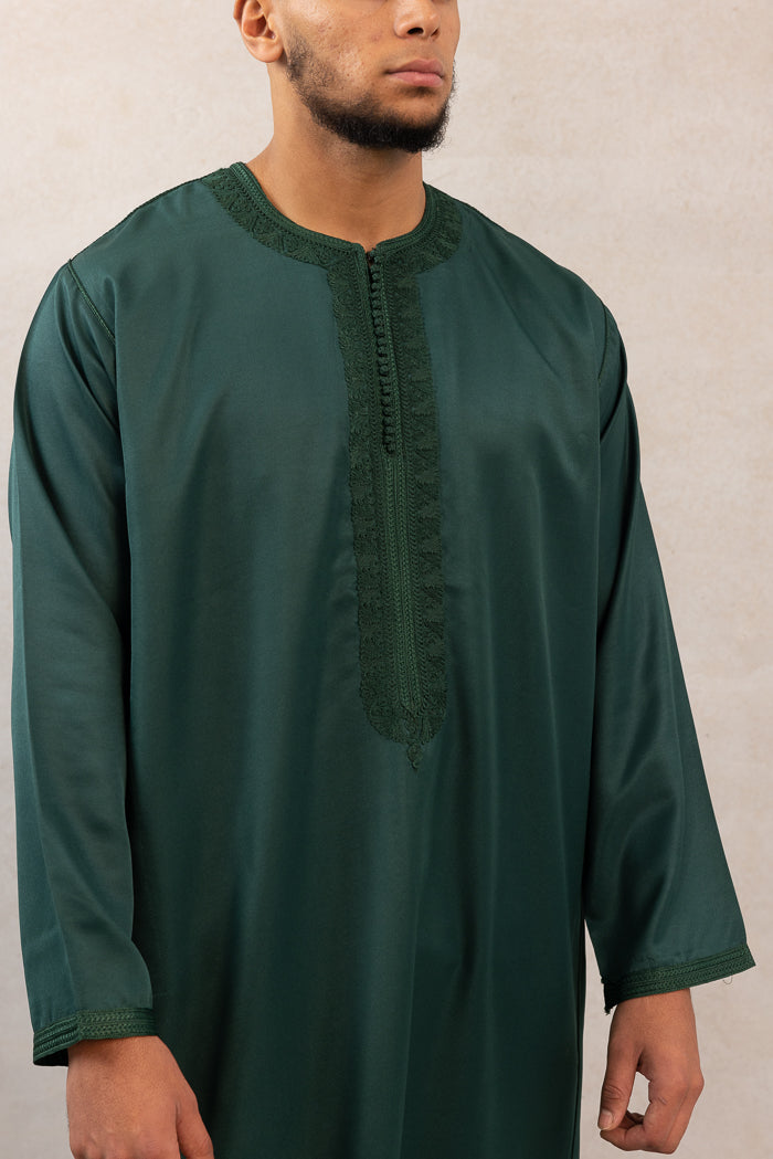 Moroccan Long Sleeve Thobe - Emerald