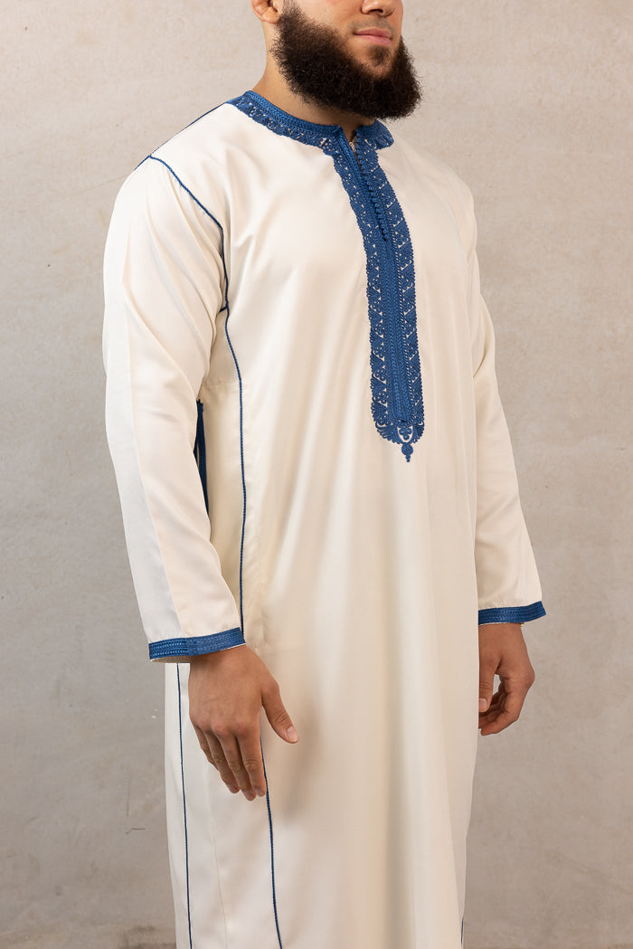 Moroccan Long Sleeve Thobe - White
