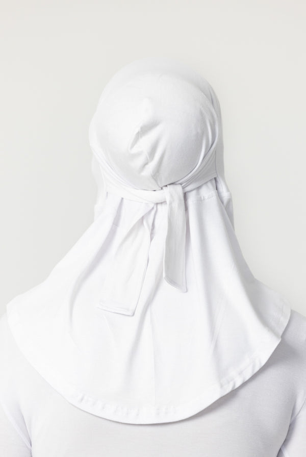 Jersey Full Coverage Tie Back Under Cap - White