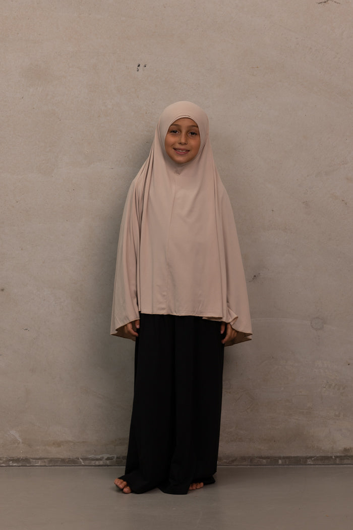 Girls Jilbab - Beige Rose