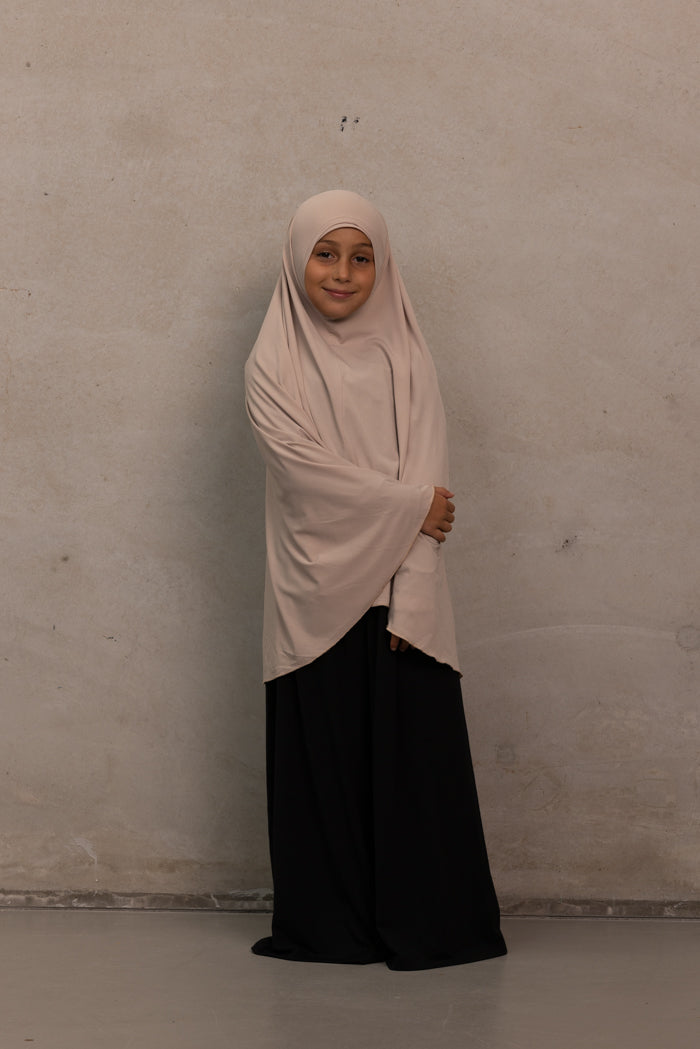 Girls Jilbab - Beige Rose