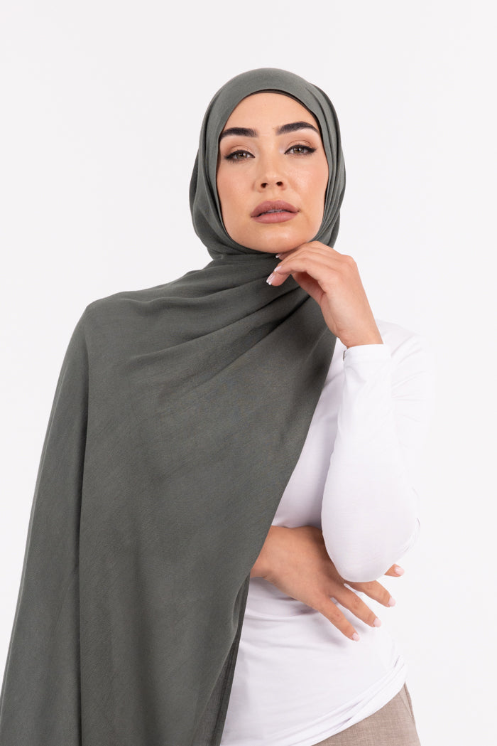 Premium Viscose Hijab - 59 Combat Green