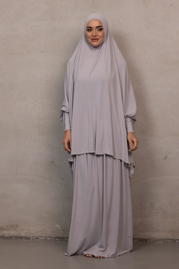 Jilbab Prayer Set - Gull Grey