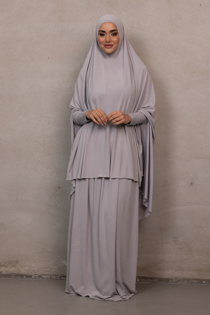 Jilbab Prayer Set - Gull Grey