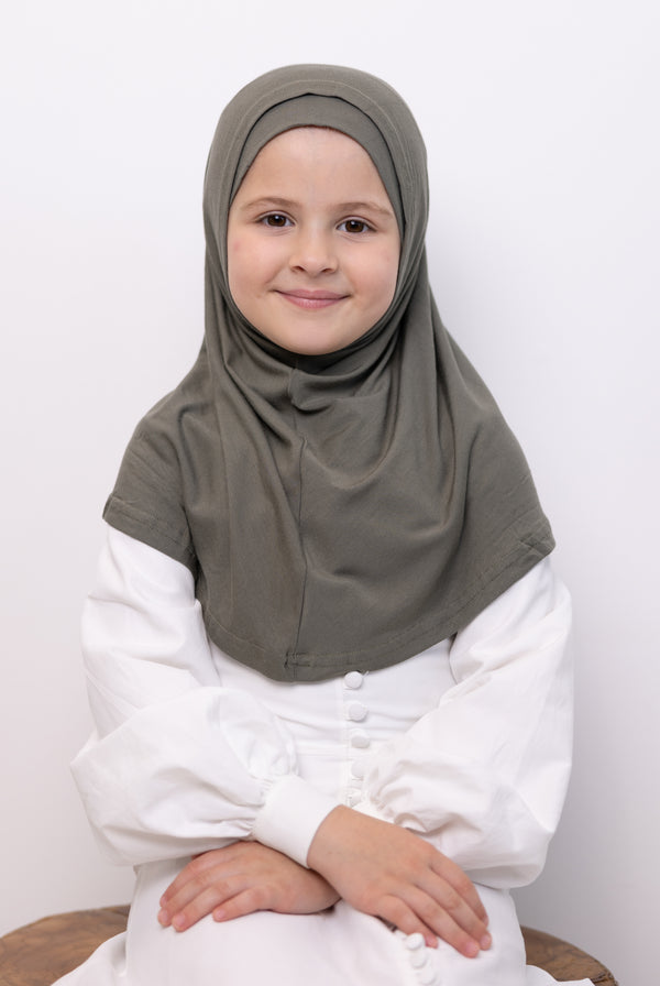 Girls 2pc Jersey Hijab - 48 Khaki