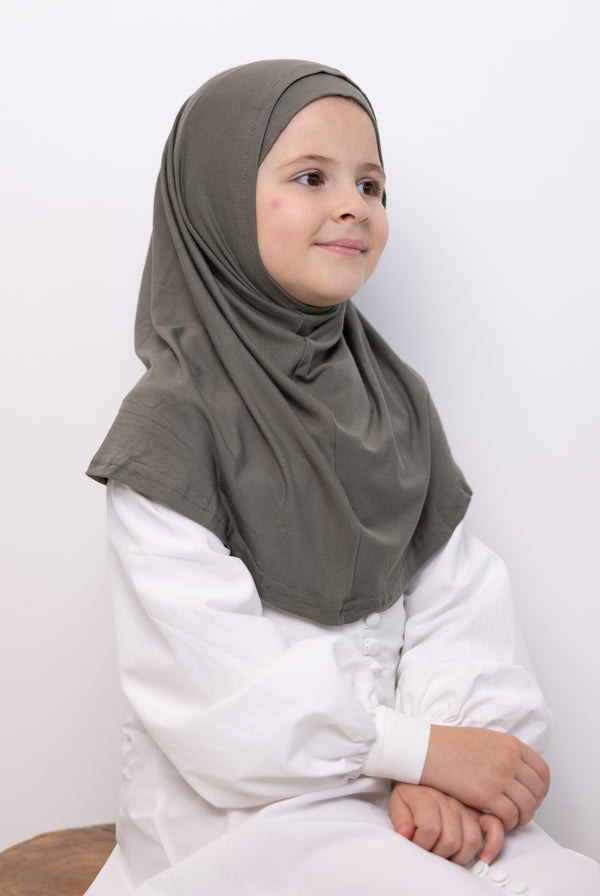 Girls 2pc Jersey Hijab - 48 Khaki