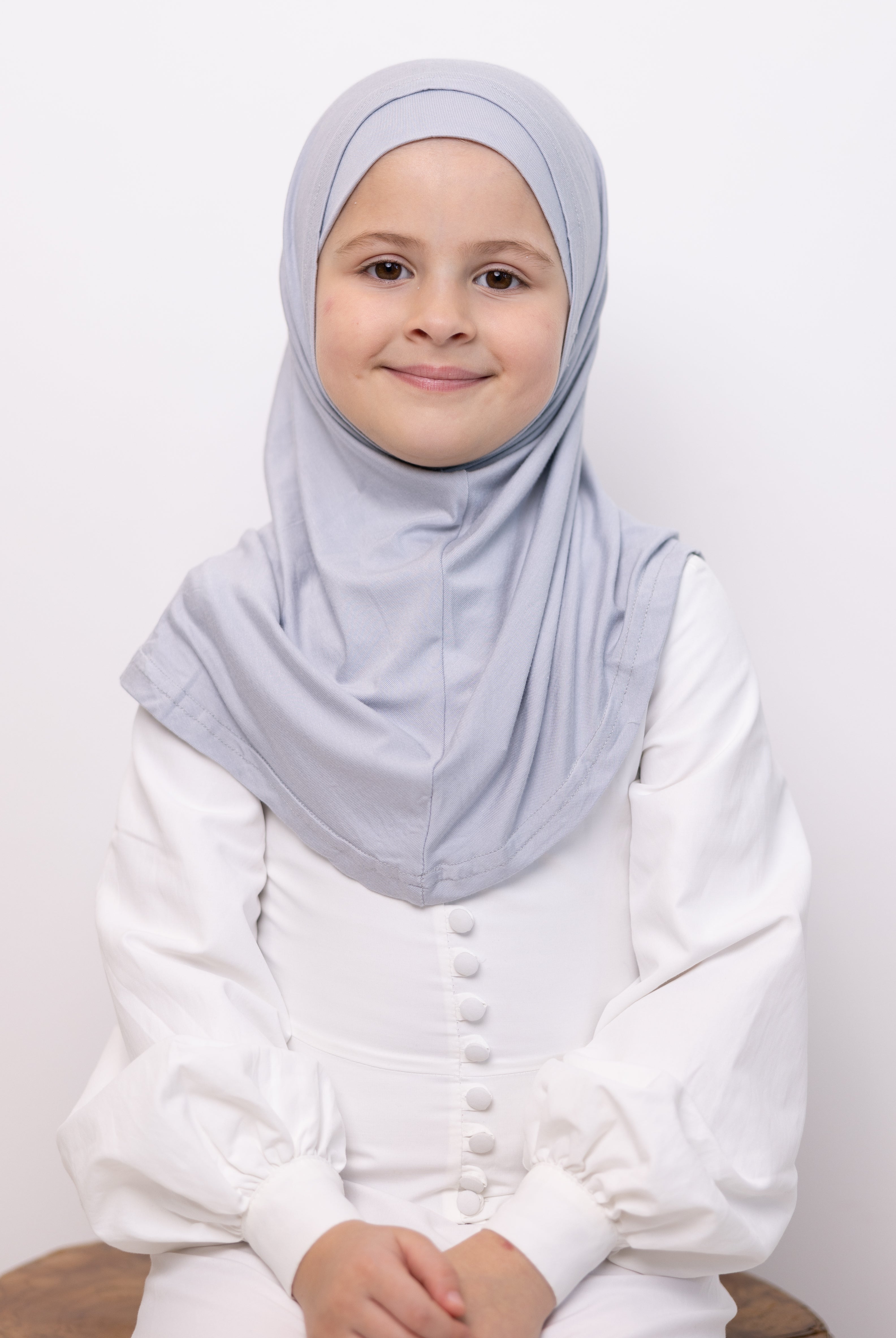 Girls 2pc Jersey Hijab - 4 Grey