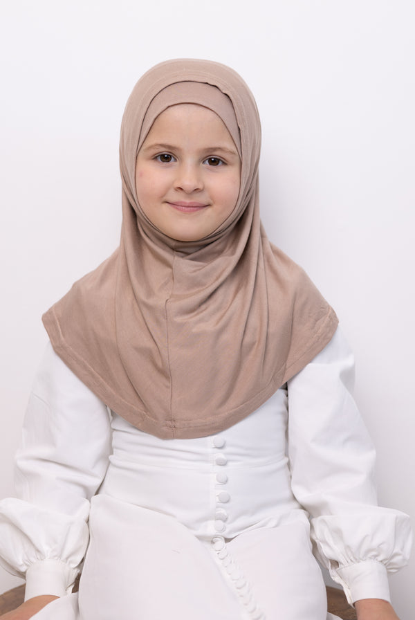Girls 2pc Jersey Hijab - 70 Mocha