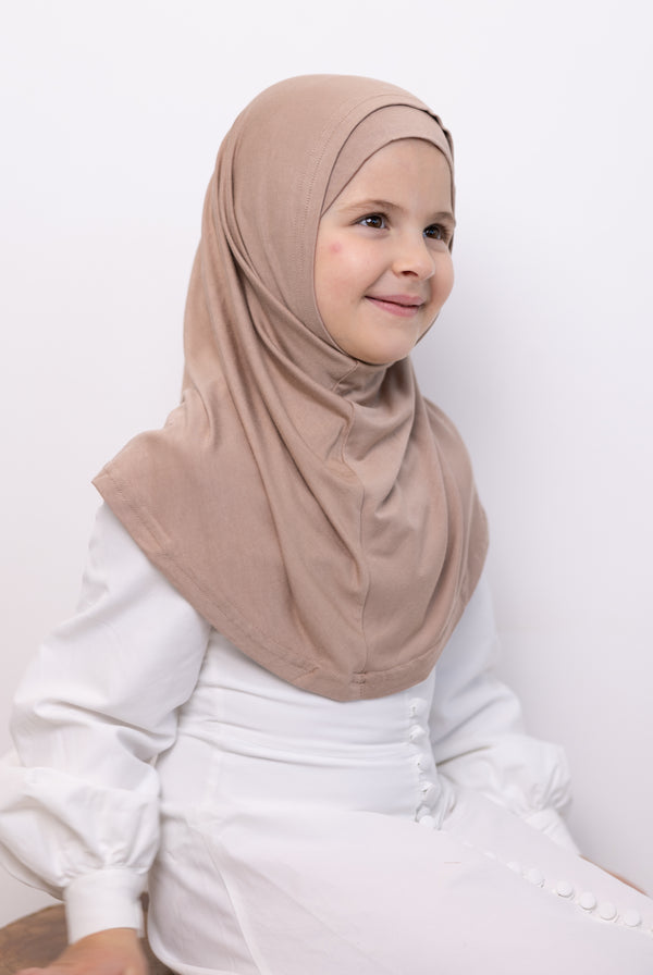 Girls 2pc Jersey Hijab - 70 Mocha