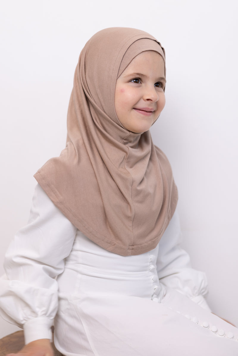 Girls 2pc Jersey Hijab - 70 Mocha