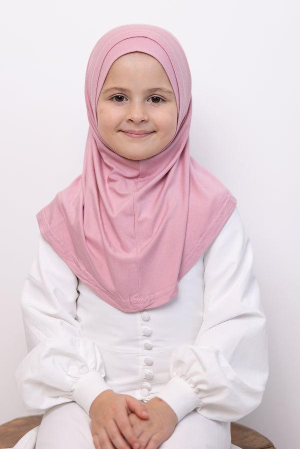 Girls 2pc Jersey Hijab - 92 Pink