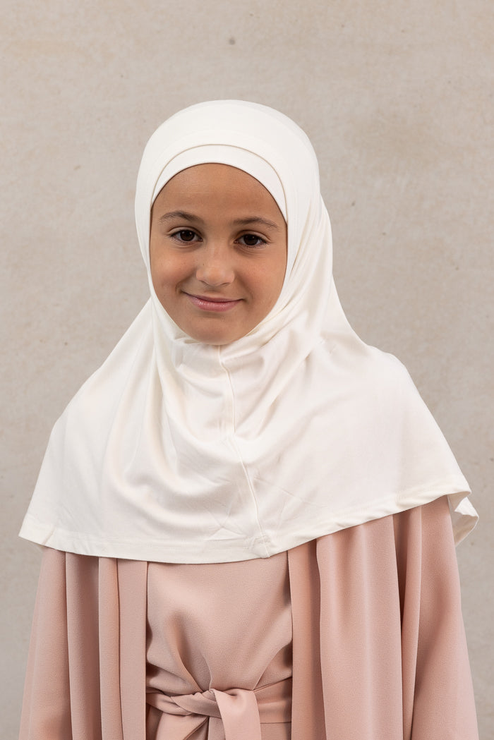 Girls 2pc Jersey Hijab - Off White