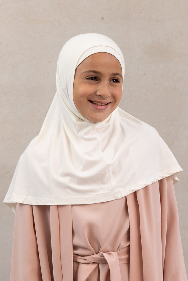 Girls 2pc Jersey Hijab - Off White
