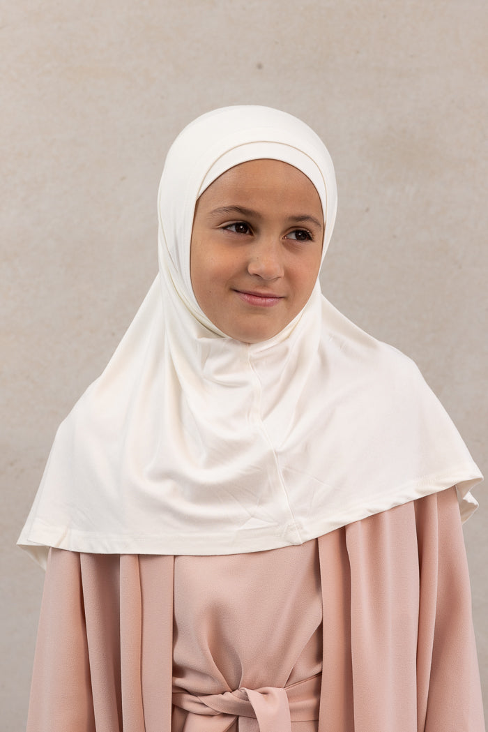 Girls 2pc Jersey Hijab - Off White