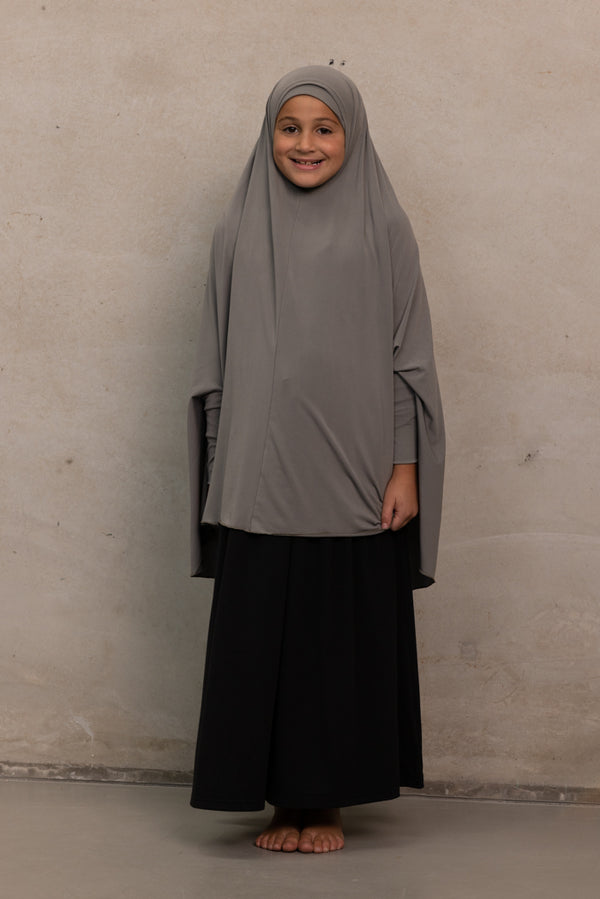 Girls Sleeved Jilbab - Charcoal Grey
