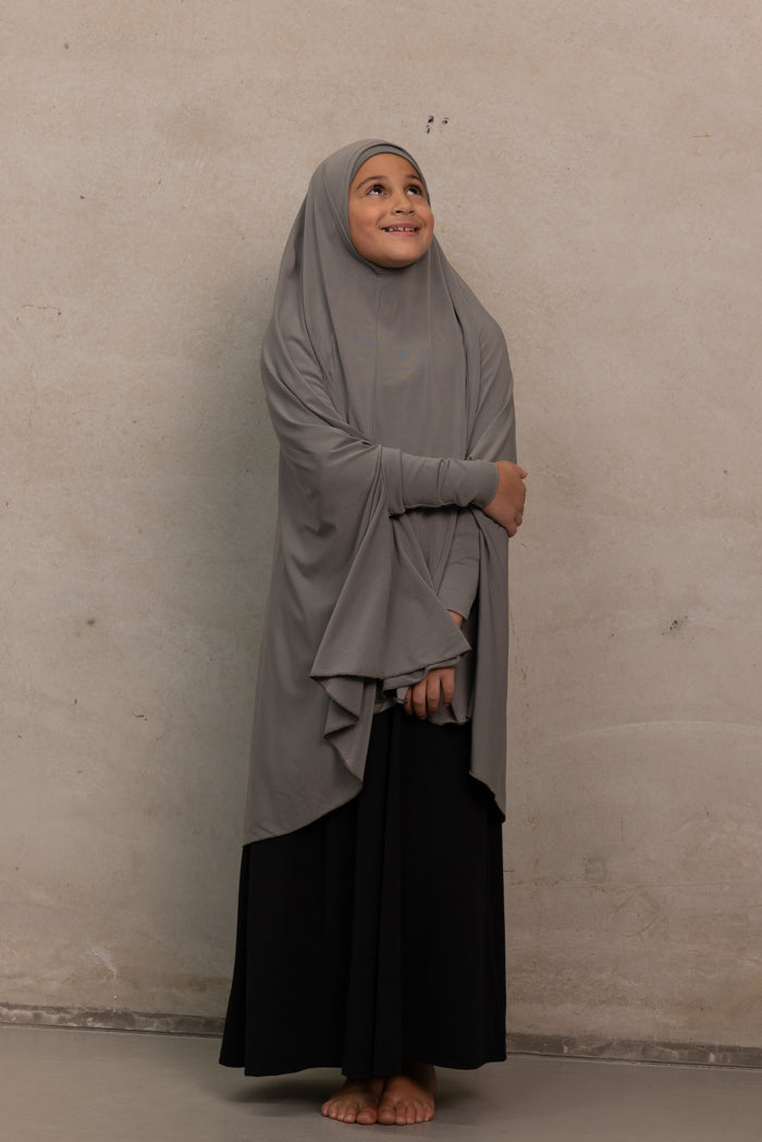 Girls Sleeved Jilbab - Charcoal Grey