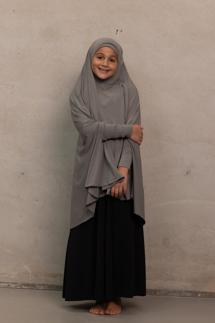 Girls Sleeved Jilbab - Charcoal Grey