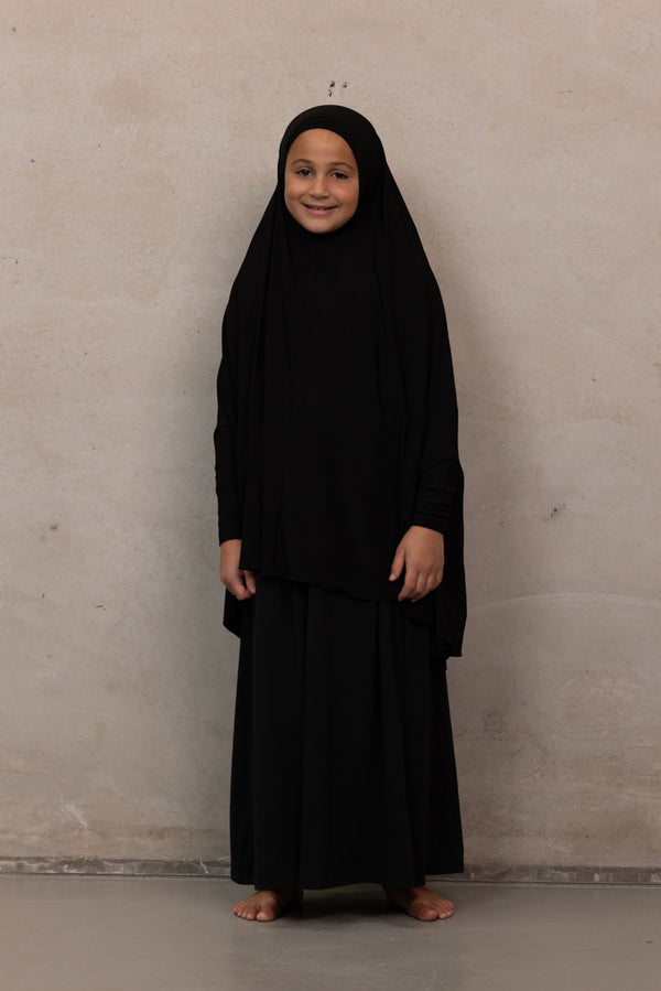 Girls Sleeved Jilbab - Black