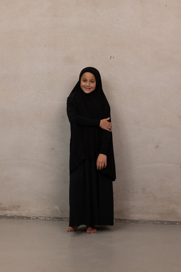 Girls Sleeved Jilbab - Black