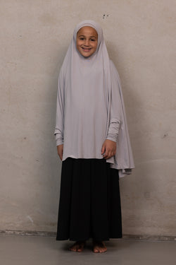 Girls Sleeved Jilbab - Gull Grey