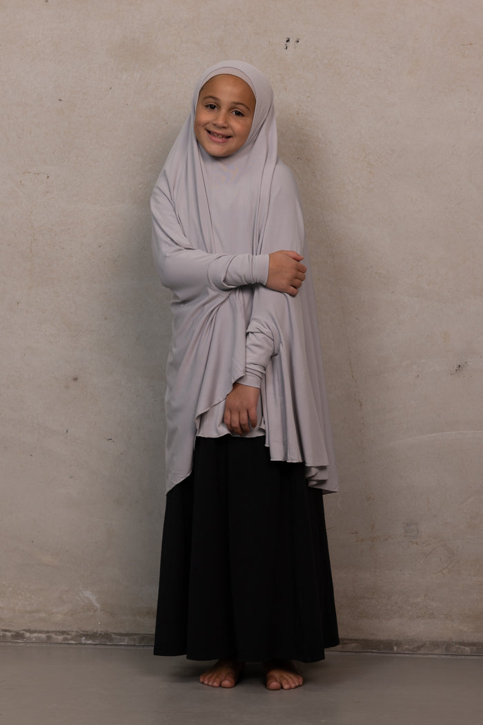Girls Sleeved Jilbab - Gull Grey