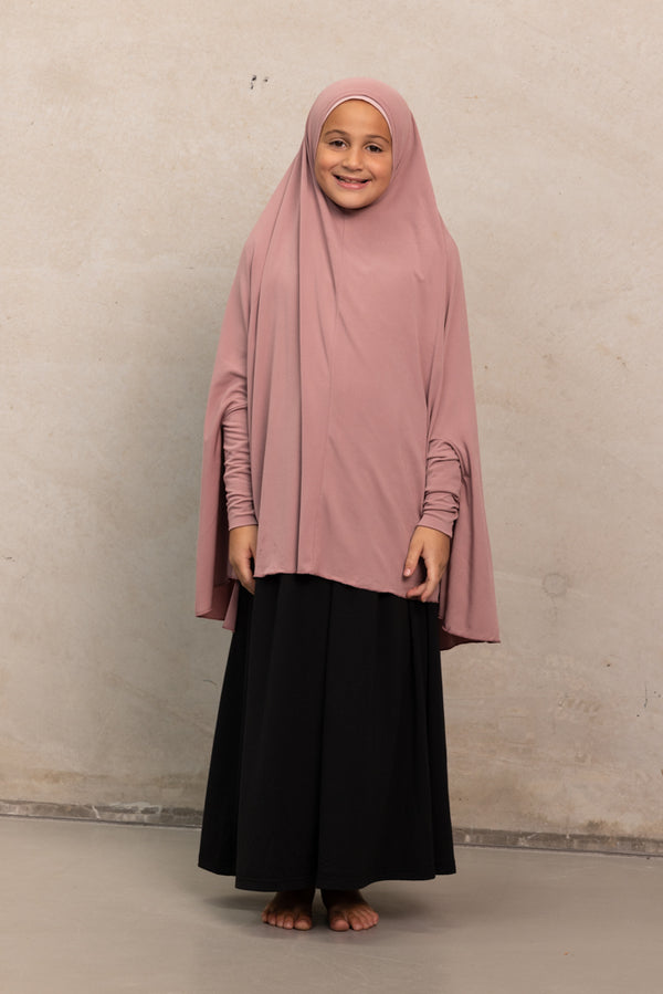 Girls Sleeved Jilbab - Old Pink