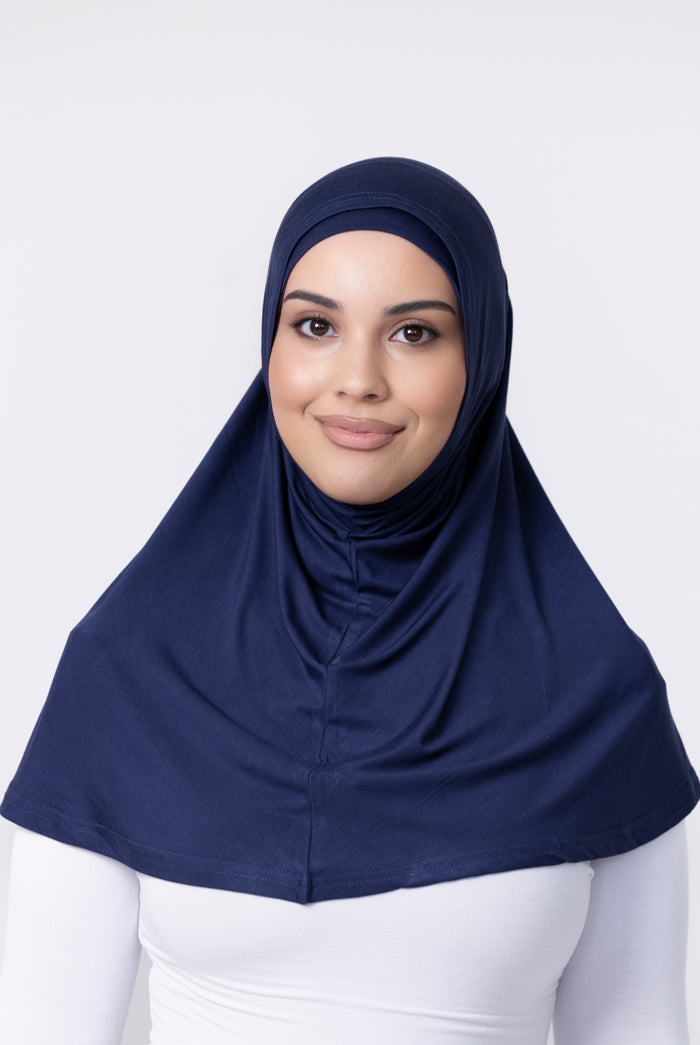 Ladies 2pc Jersey Hijab - 33 Navy