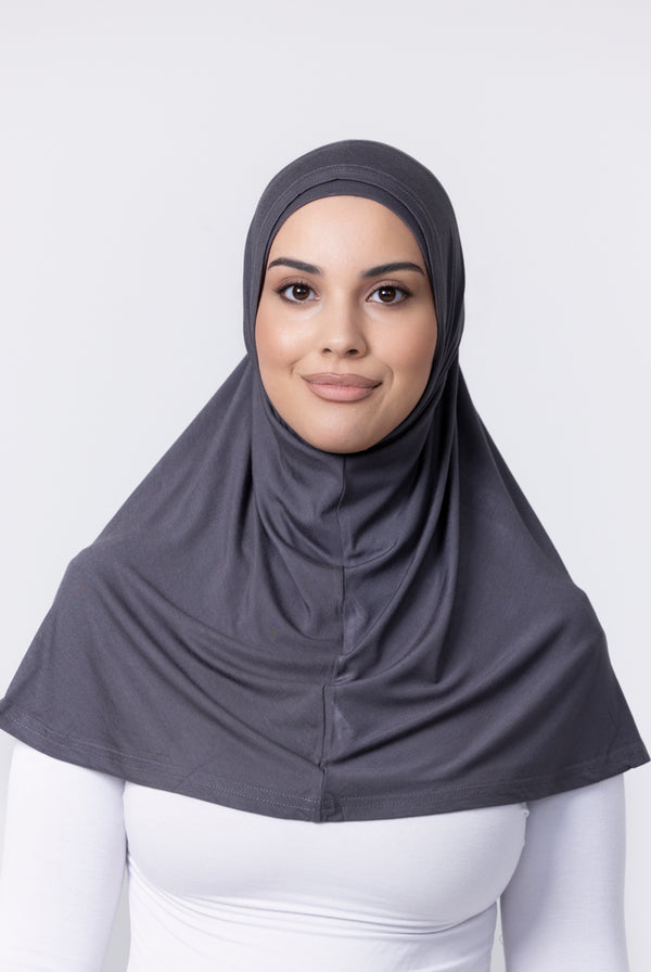 Ladies 2pc Jersey Hijab - 40 Charcoal