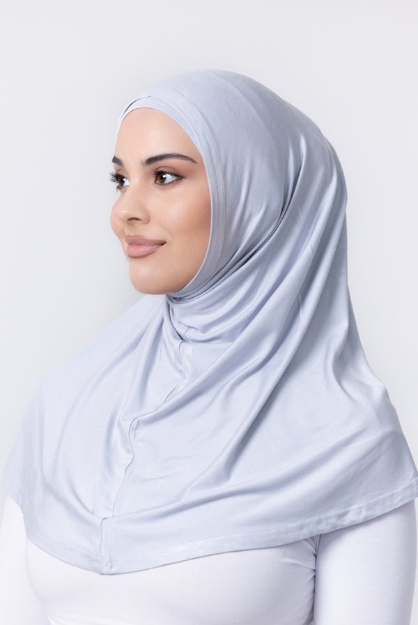 Ladies 2pc Jersey Hijab - 4 Light Grey