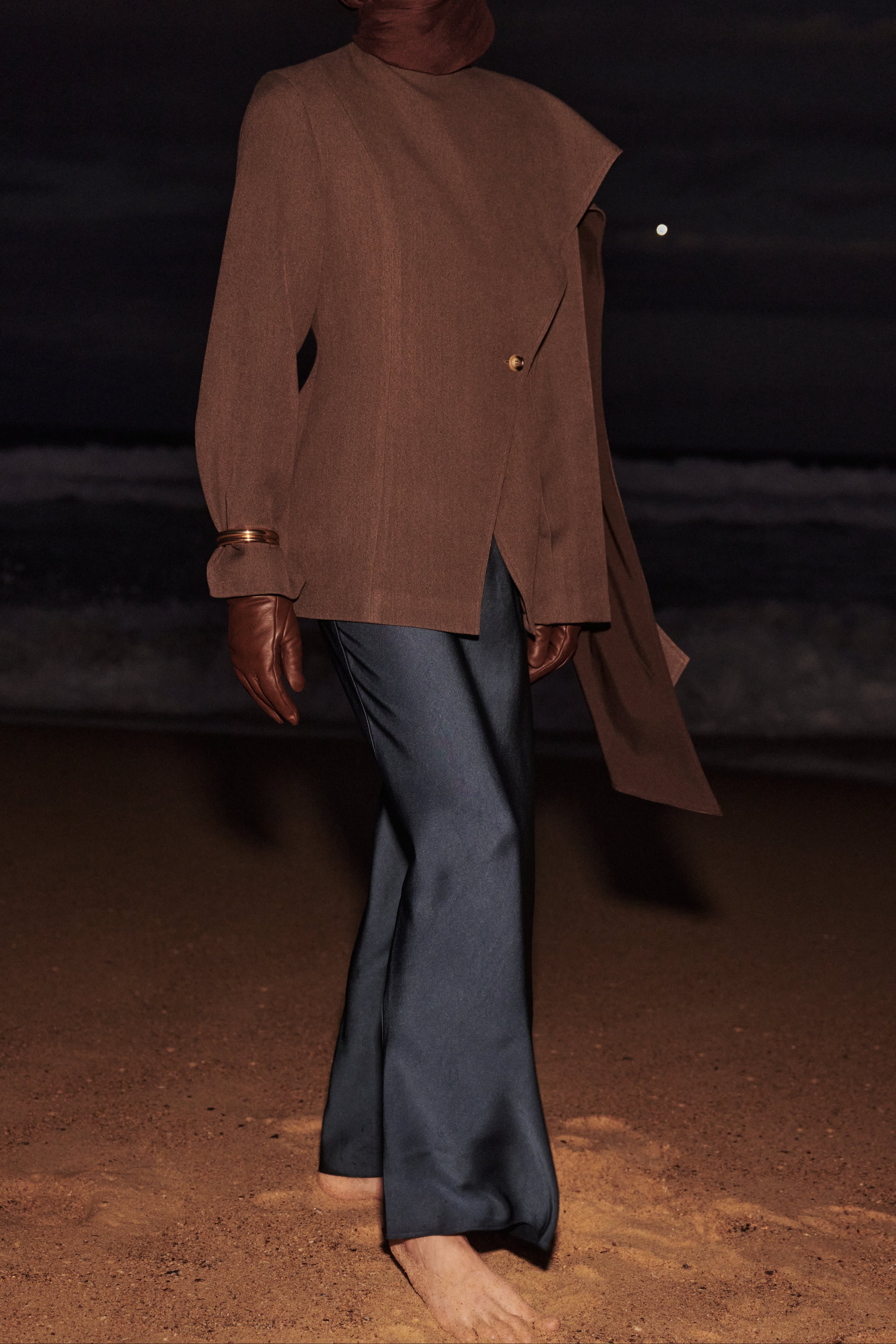 Autumn Shawl Jacket - Brown