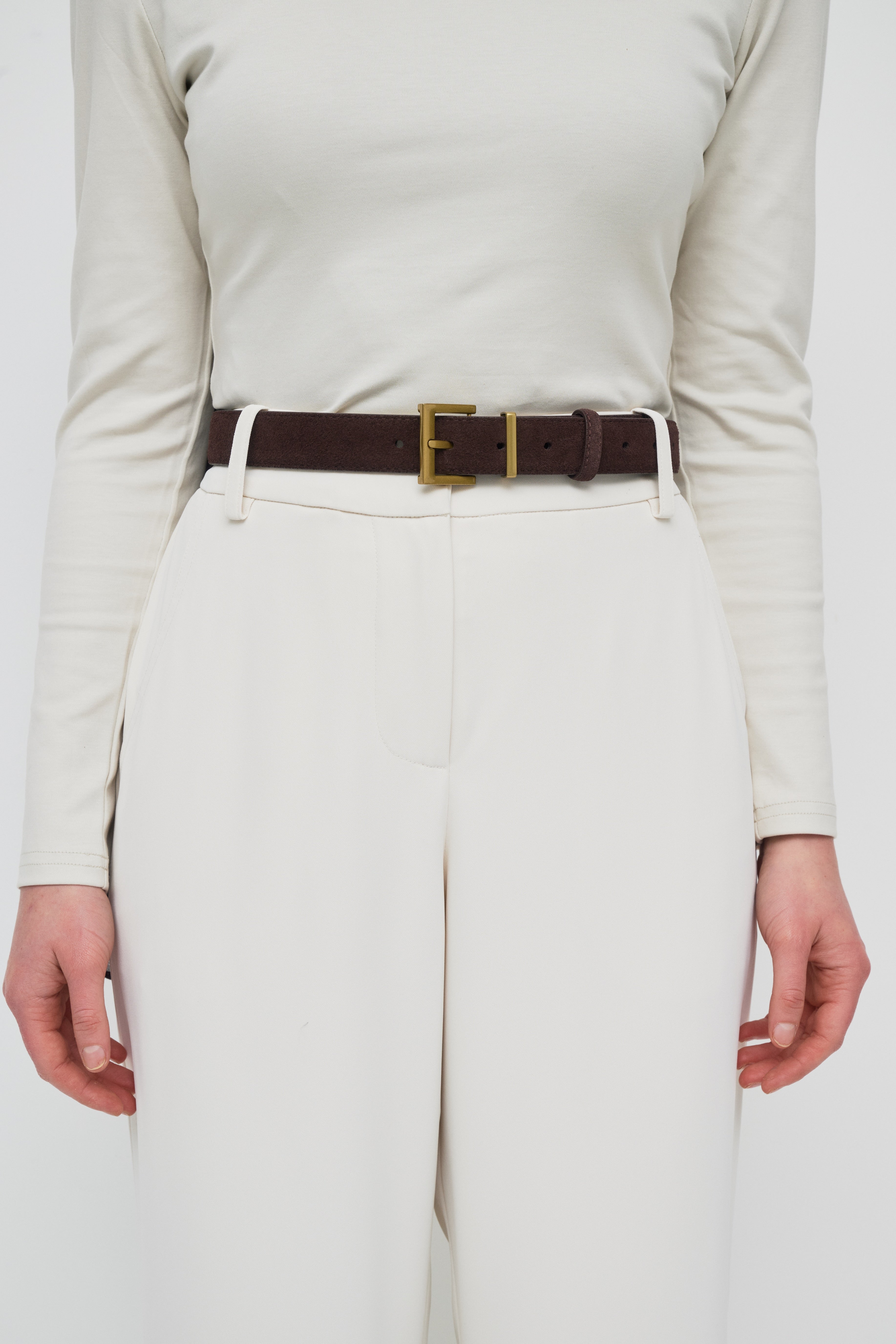 Classic Thin Buckle Belt - Chocolate