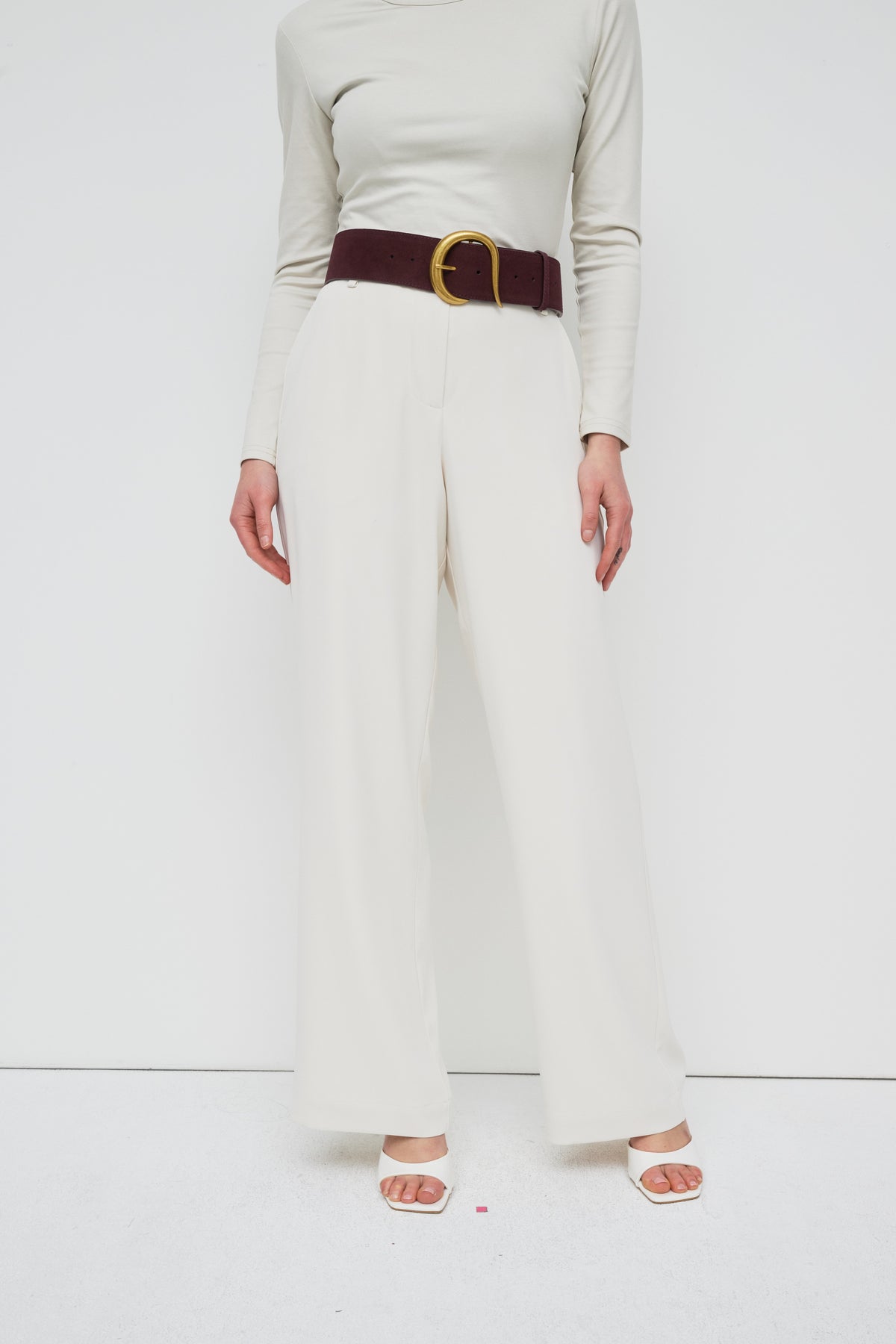 Suede Statement Buckle Belt - Mulberry